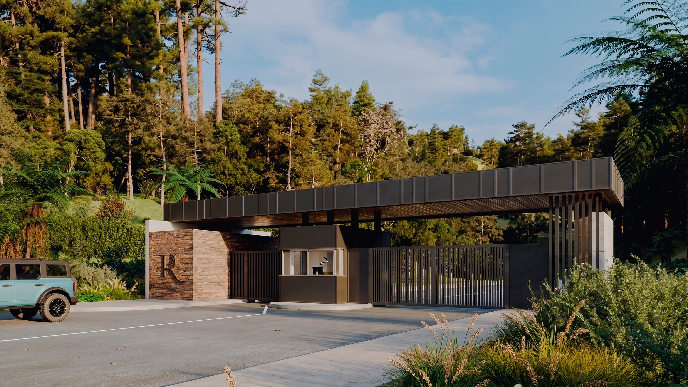 Render ilustrativo del acceso y las vías pavimentadas de Remanzza